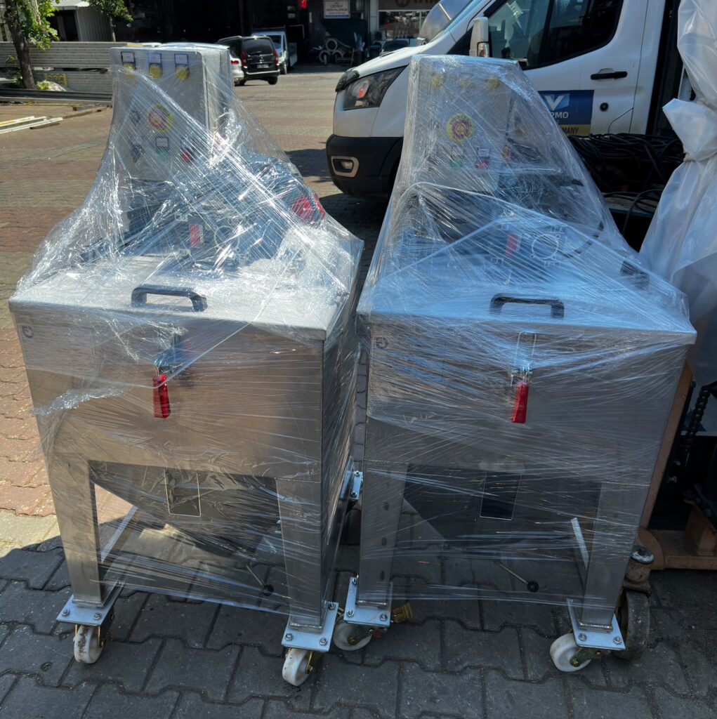 Paslanmaz çelik plastik hammadde mobil mikser paketli sevkiyat görünümü
